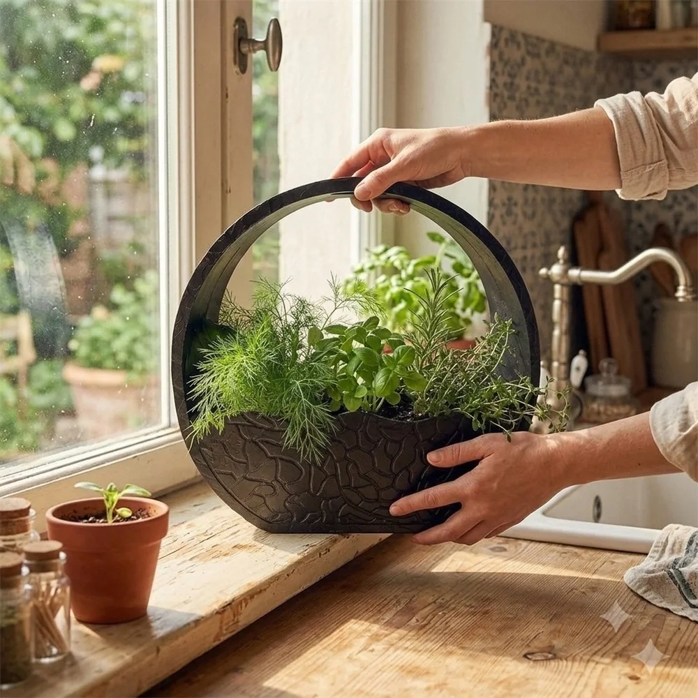 Modern Zen Self-Watering Planter Textured